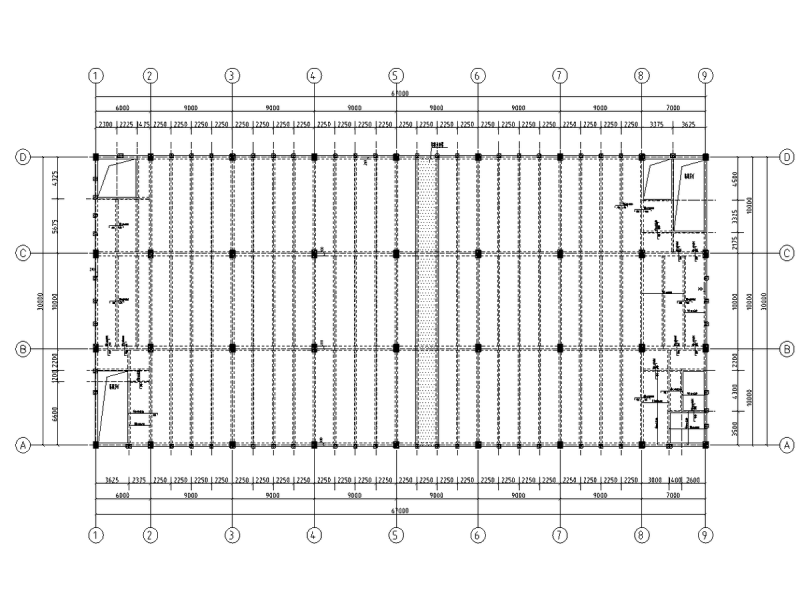 9.600~18.900m平面布置及板配筋图