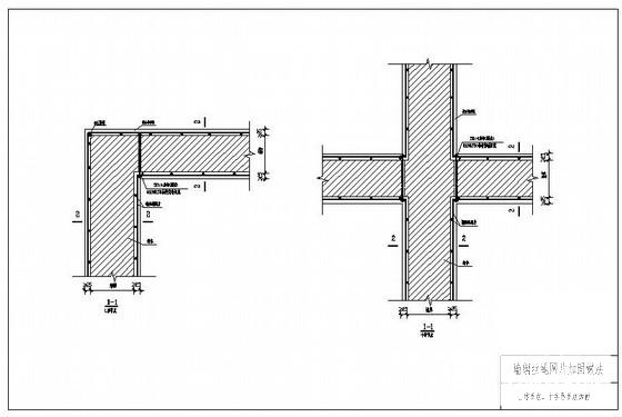 墙钢丝绳网片L形节点、十字形节点加固构造详图纸cad