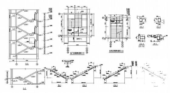 框架住宅楼楼梯构造详图纸cad