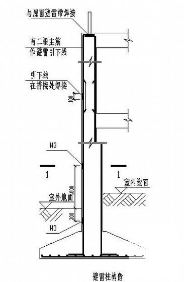 避雷柱节点构造详图纸cad