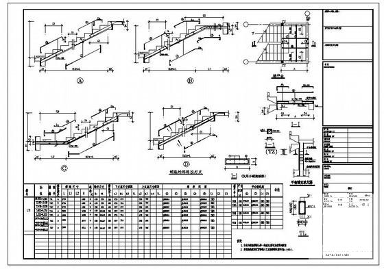 混凝土楼梯详图纸及配筋表cad