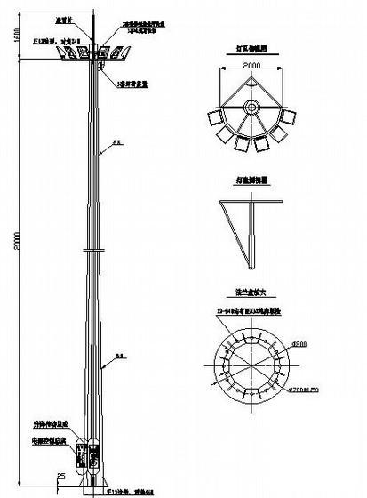 十二边形灯杆构造详图纸cad