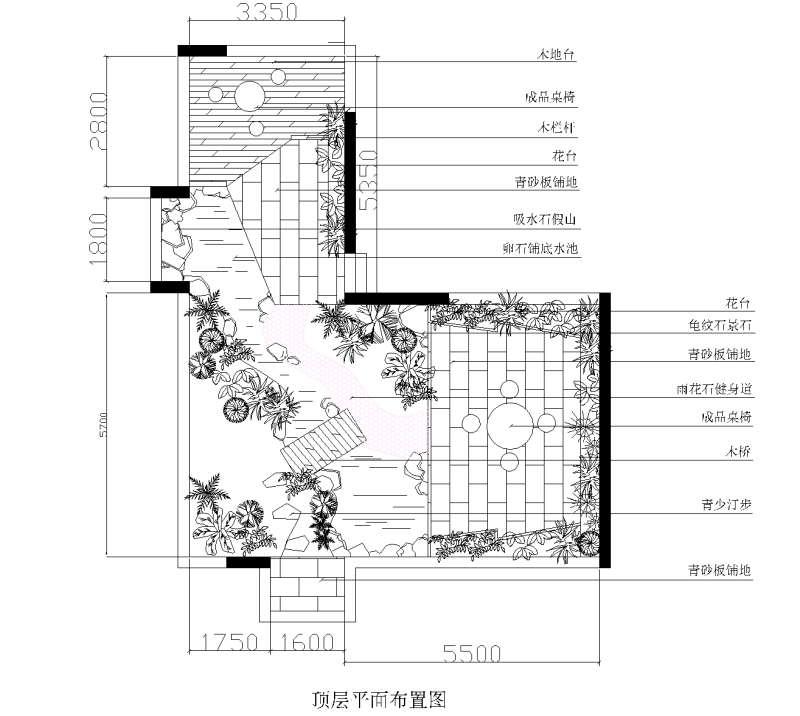 36套屋顶花园景观CAD平面图 6
