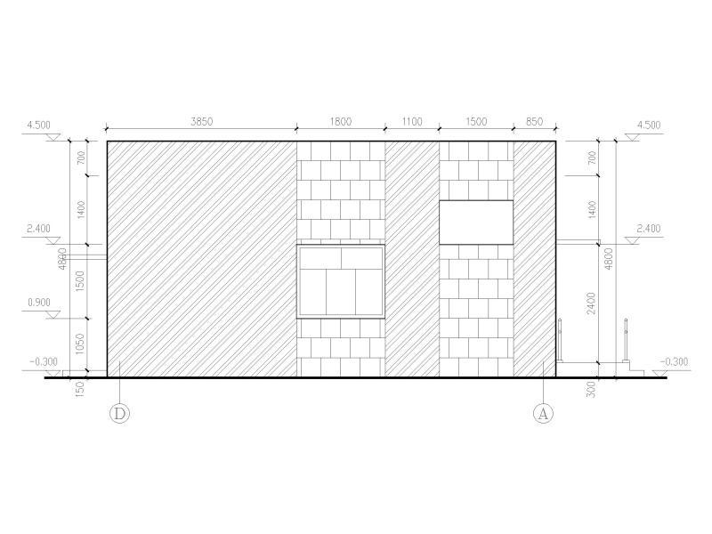 长9.8米宽9.1米单层89平米砌体结构市区公厕建施图 立面图2