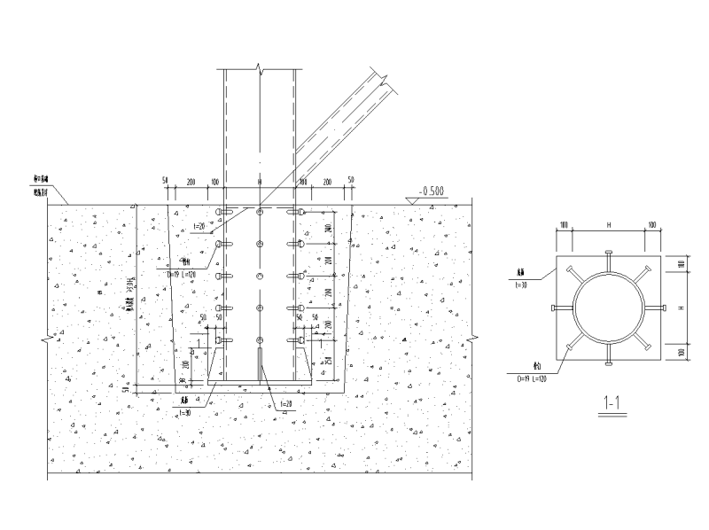 钢管柱柱脚节点大样