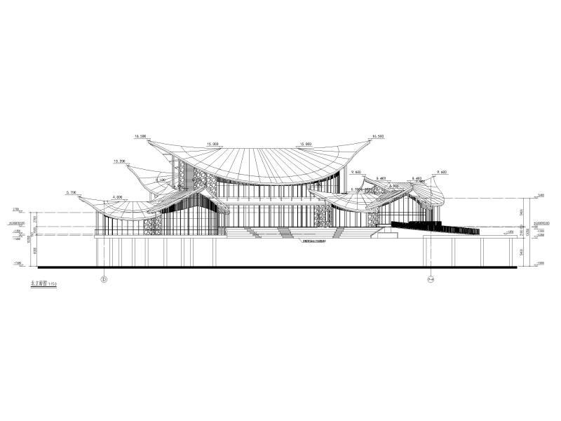 青田旅游度假渔村餐厅建筑施工图 立面图2