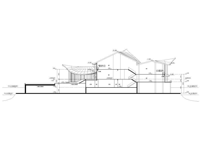 青田旅游度假渔村餐厅建筑施工图 剖面图