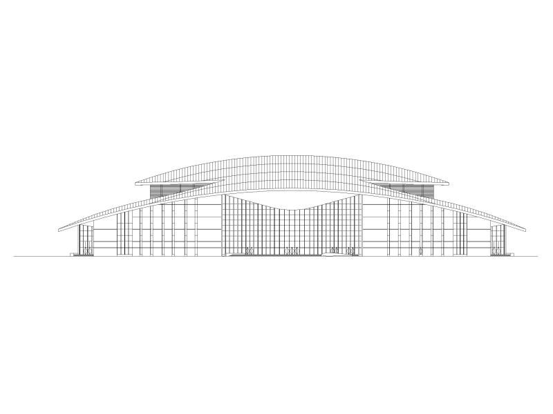吉林大型四层框架剪力墙结构剧院建筑施工图 立面图1