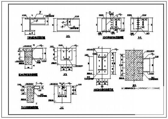 结构新增钢梁加固节点构造详图纸cad