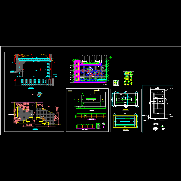一份一些园林健身设施、各种运动场的CAD大样图纸