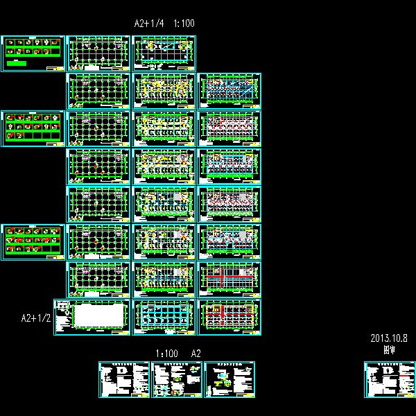 地上7层框架剪力墙结构住院楼结构CAD施工图纸(dwg)(桩基础)