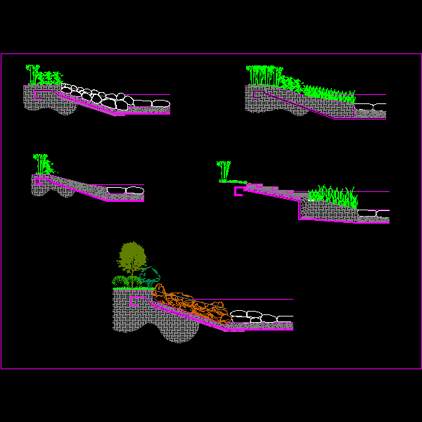 驳岸样式节点CAD详图纸(dwg)