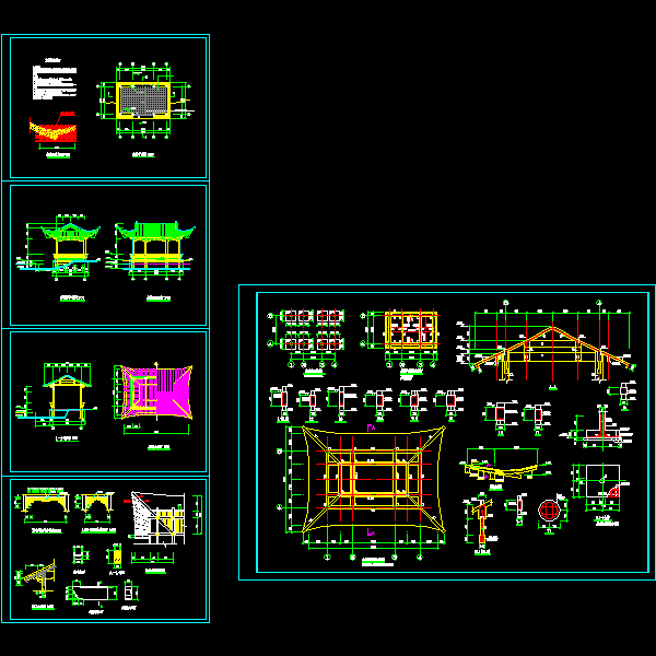 水榭施工CAD详图纸(屋顶平面图)(dwg)