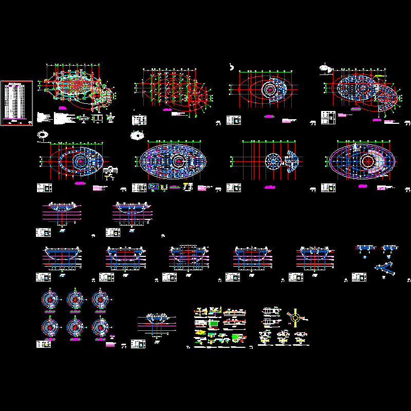 世博会外国馆结构CAD施工图纸(平面布置图)(dwg)(桩基础)