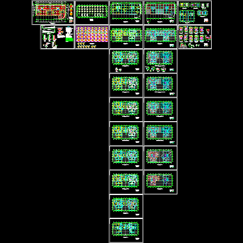 高层框架住宅结构设计CAD施工图纸(dwg)(筏形基础)