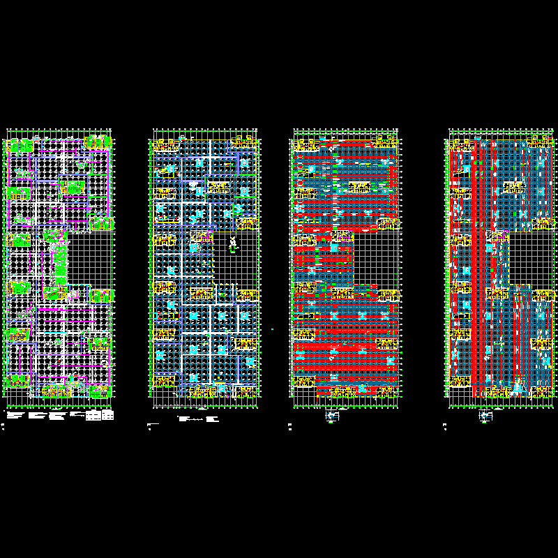 超长地下车库结构设计CAD图纸(dwg)