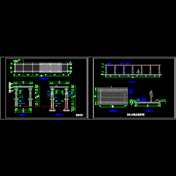 一份小区花架施工dwg格式详细设计CAD图纸