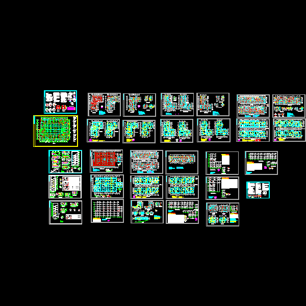 6层框架结构住宅楼结构施工CAD图纸（人工挖孔桩）(dwg)