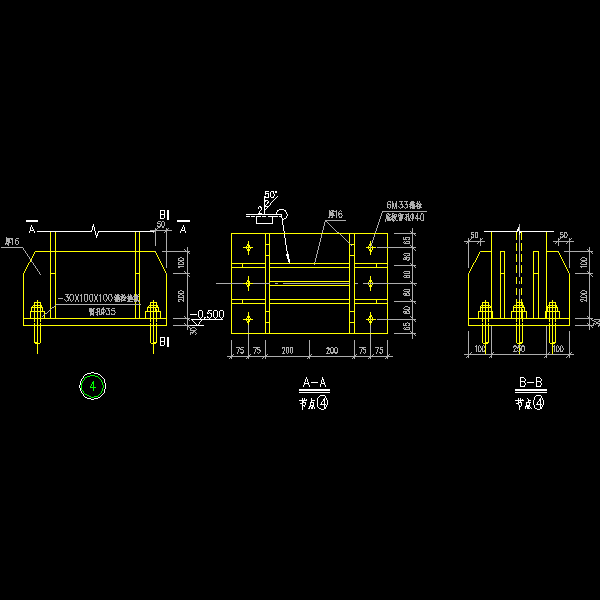 一份400X250刚接柱脚节点构造详细设计CAD图纸