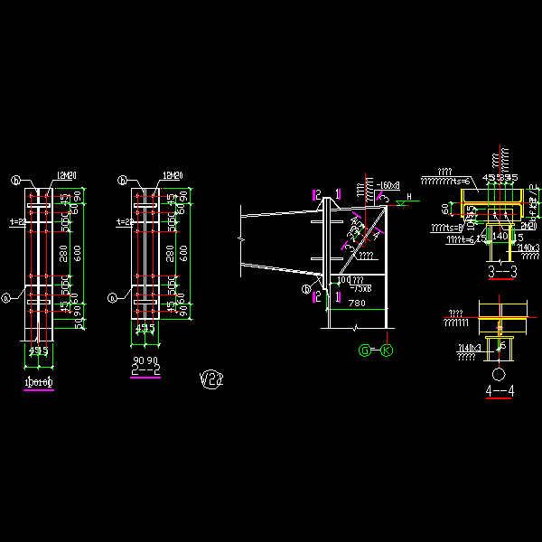 边梁柱节点构造详细设计CAD图纸(4)