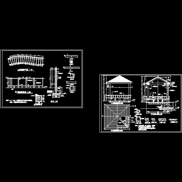 一份廊亭建筑结构设计CAD施工方案图纸