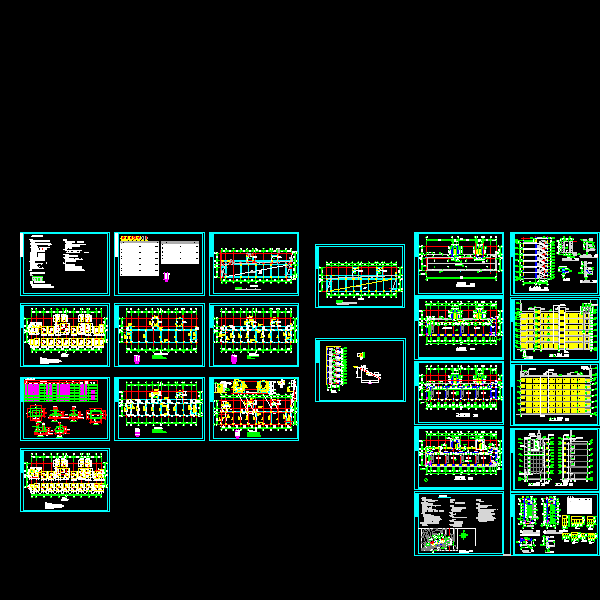 一份多层教学楼混凝土结构CAD施工图纸（dwg格式含建筑）