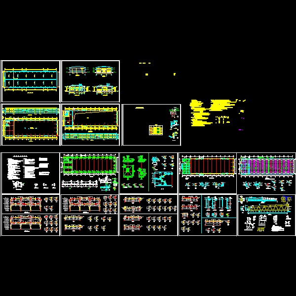 一份21米2层厂房结构CAD施工图纸（dwg格式含建筑图纸）