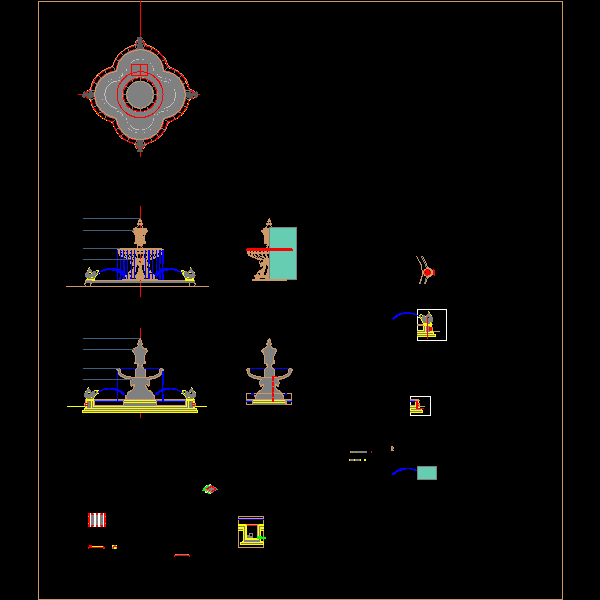 景观细部CAD施工图纸|高端点状水景设计(dwg)