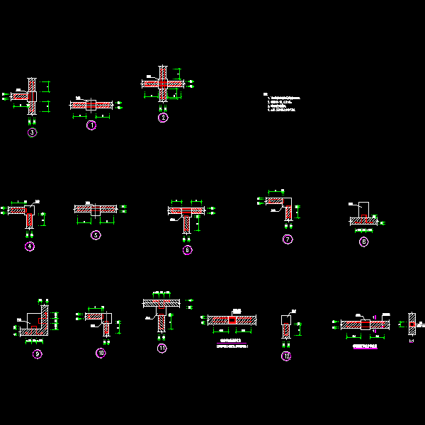 [CAD图]各种砖墙节点(dwg)