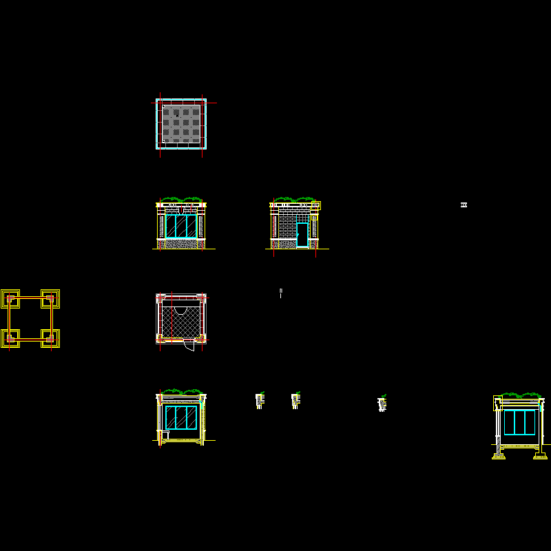 小区入口门卫室CAD施工图纸(平面图)(dwg)