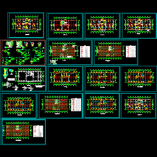 框架结构综合楼结构CAD施工图纸（4层）(dwg)