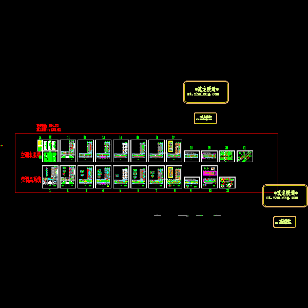 9层办公用楼空调系统及防排烟设计CAD施工图纸(压缩式冷水机组)(dwg)