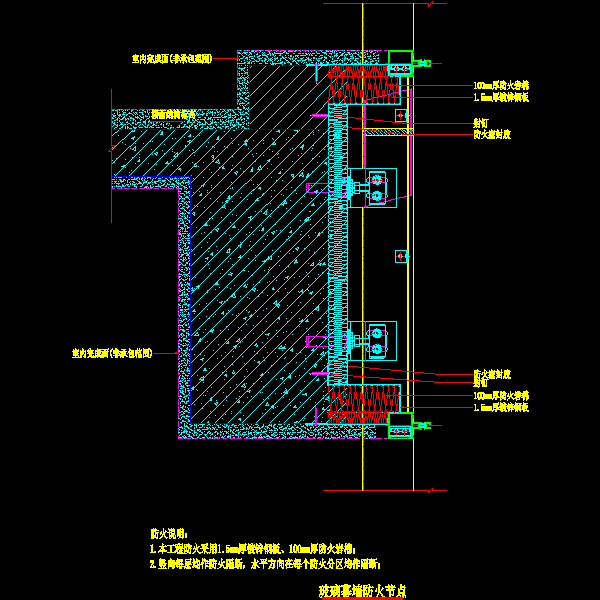 玻璃幕墙防火节点 - 1