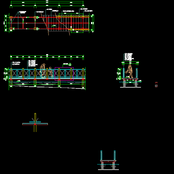 一份2米宽平桥dwg格式施工详细设计CAD图纸