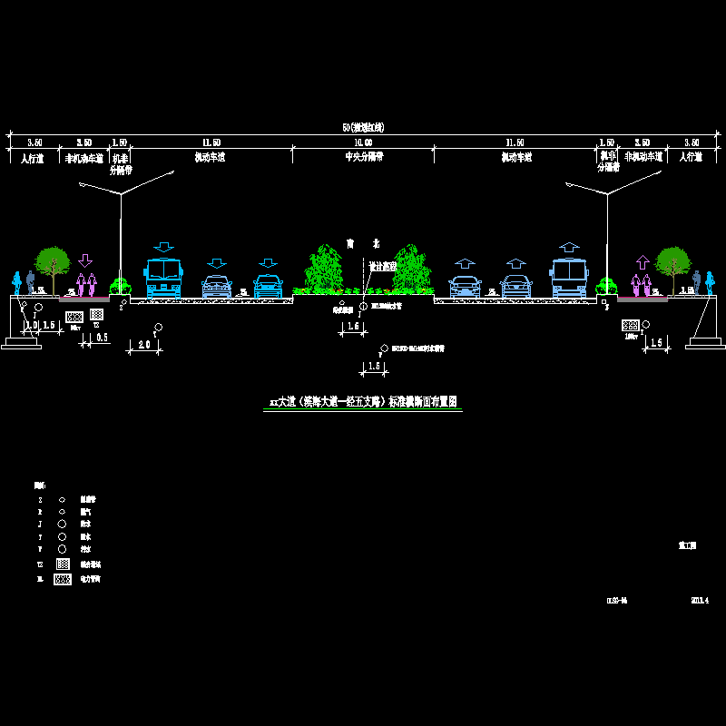市政道路标准横断面大样图纸(CAD施工图设计)(dwg)
