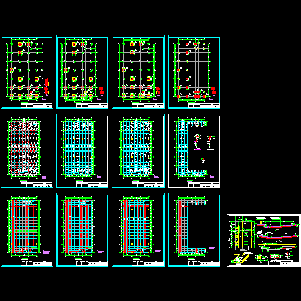 框架仓库结构设计CAD施工图纸(dwg)(二级结构安全)