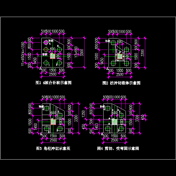 承台补桩构造CAD详图纸(dwg)