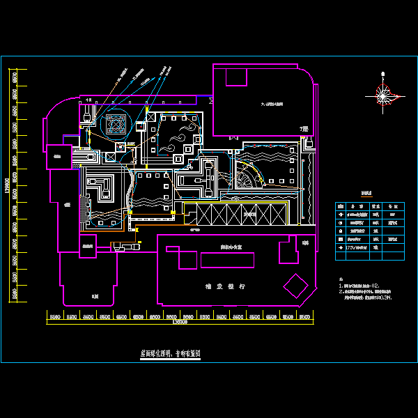 屋面绿化照明、音响布置CAD图纸(dwg)