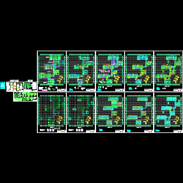 3层框架结构6连栋生活楼结构CAD施工图纸(dwg)(乙级桩基础)