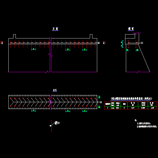 u型桥台台帽前墙接触面连接钢筋布置图.dwg