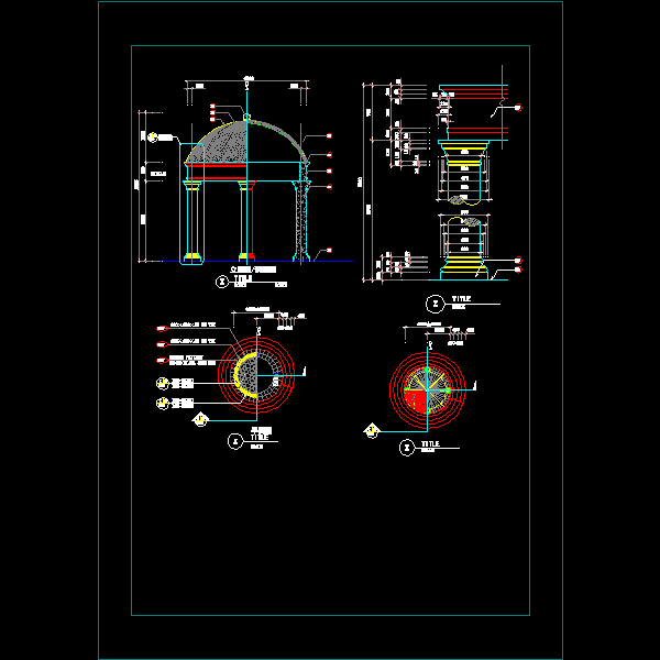 欧式亭子施工大样CAD图纸(dwg)