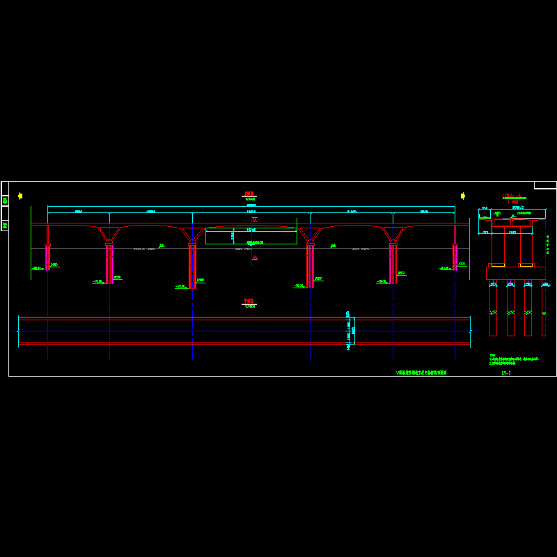 一份V型墩连续刚构主桥桥型布置节点CAD详图纸设计(dwg)