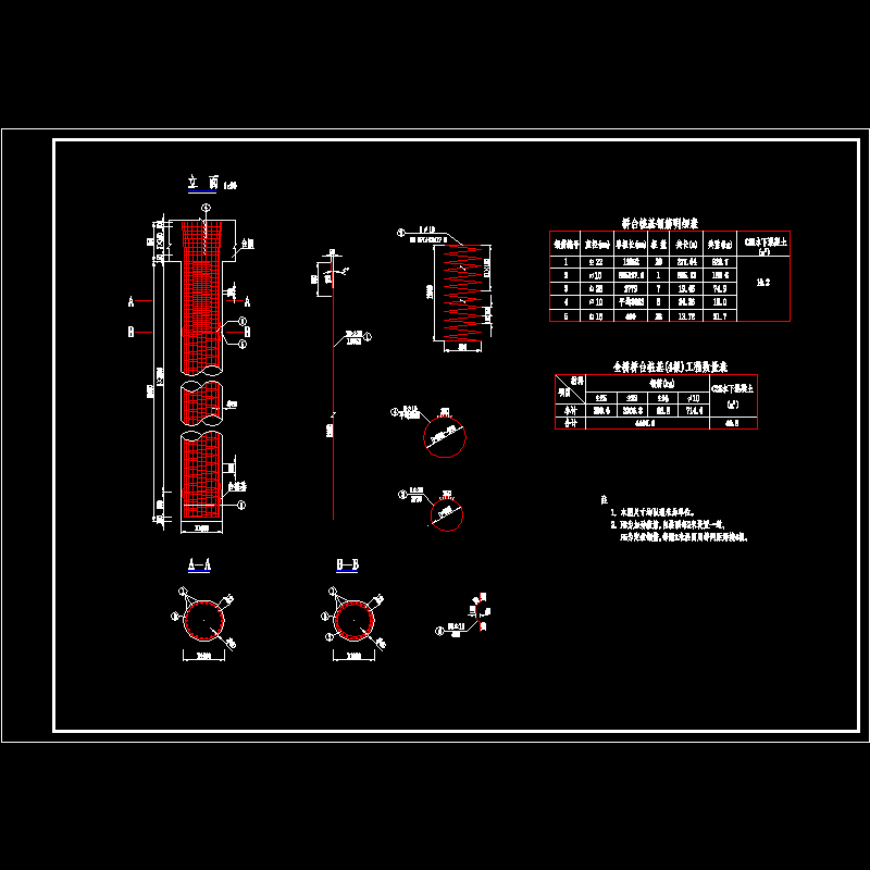 一份1×10米预应力混凝土空心板桥台桩基钢筋节点CAD详图纸设计(dwg)