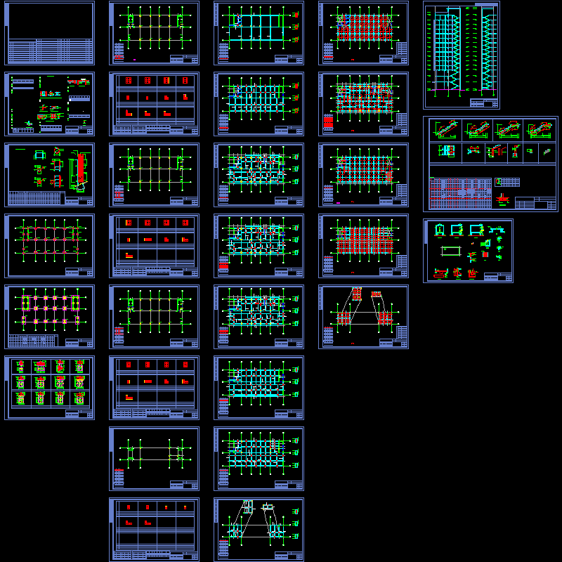 15层框剪综合楼结构设计CAD施工图纸(dwg)(桩基础)