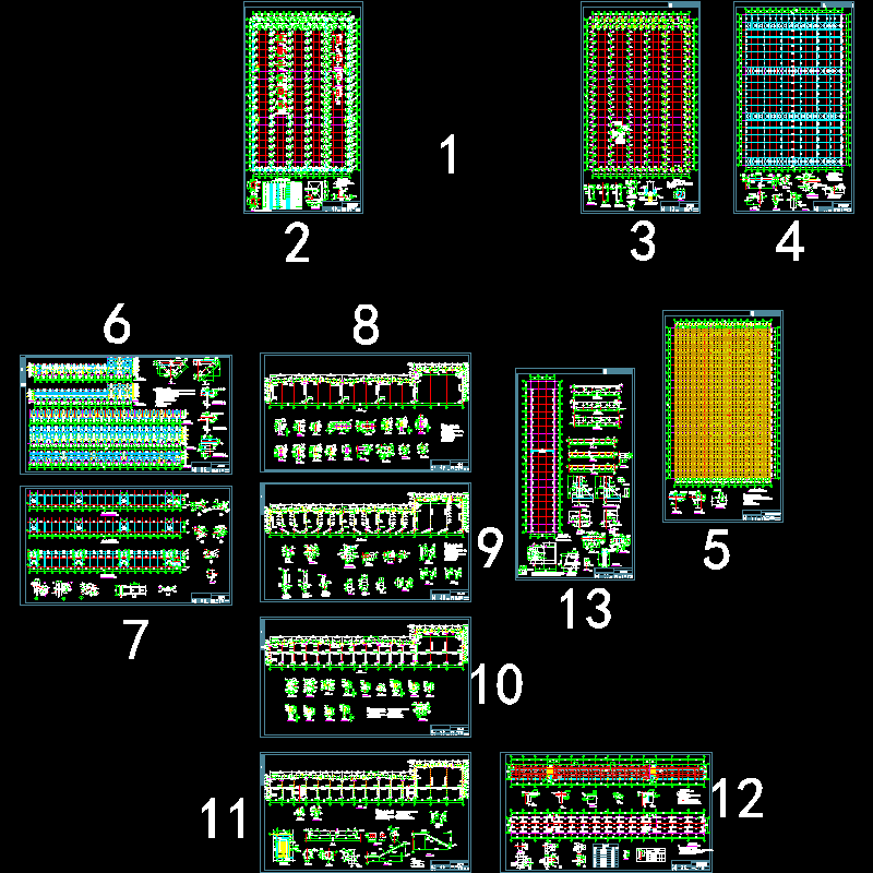 厂房结构设计CAD施工图纸(平面布置图)(dwg)(独立基础)