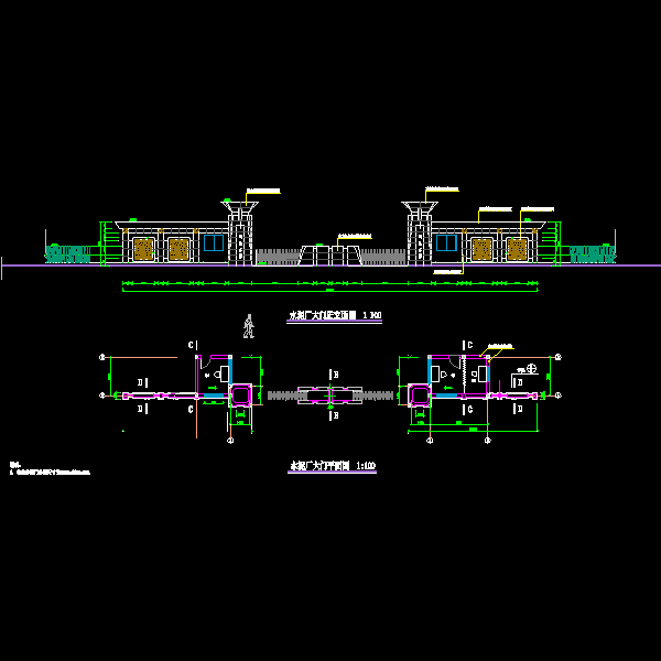 水泥厂大门结构大样CAD图纸(dwg)