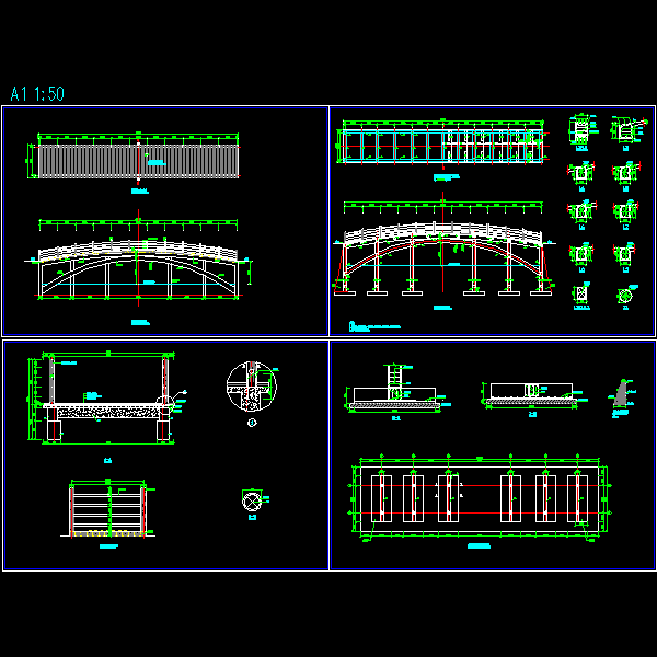 一份拱桥dwg格式CAD图纸施工大样图纸(结构平面)