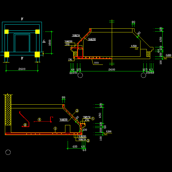 一份单元入口雨篷平面节点构造详细设计CAD图纸