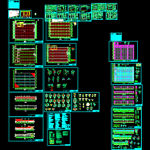 一份多跨钢结构厂房结构CAD施工图纸（dwg格式）