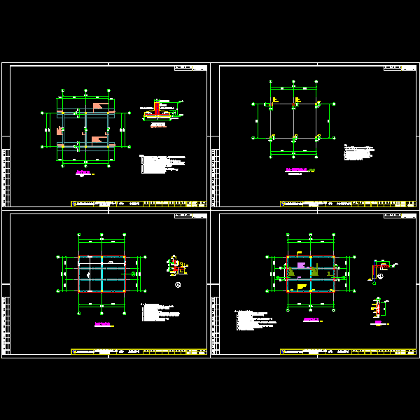 大型居住社P型站结构CAD施工图纸(dwg)